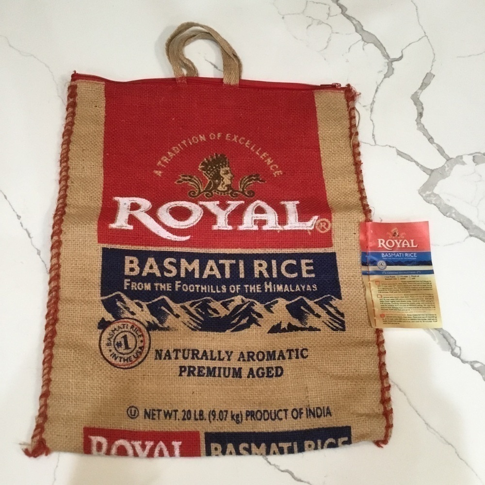 Royal Basmati Rice, 20 Pound Burlap Shopping Bag